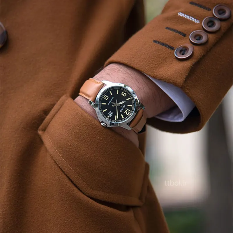 Casio Enticer Black Dial Brown Leather Men's Watch- MTP-V004L-1B2